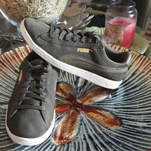 Puma Olive Green and Gold Women's Sneakers